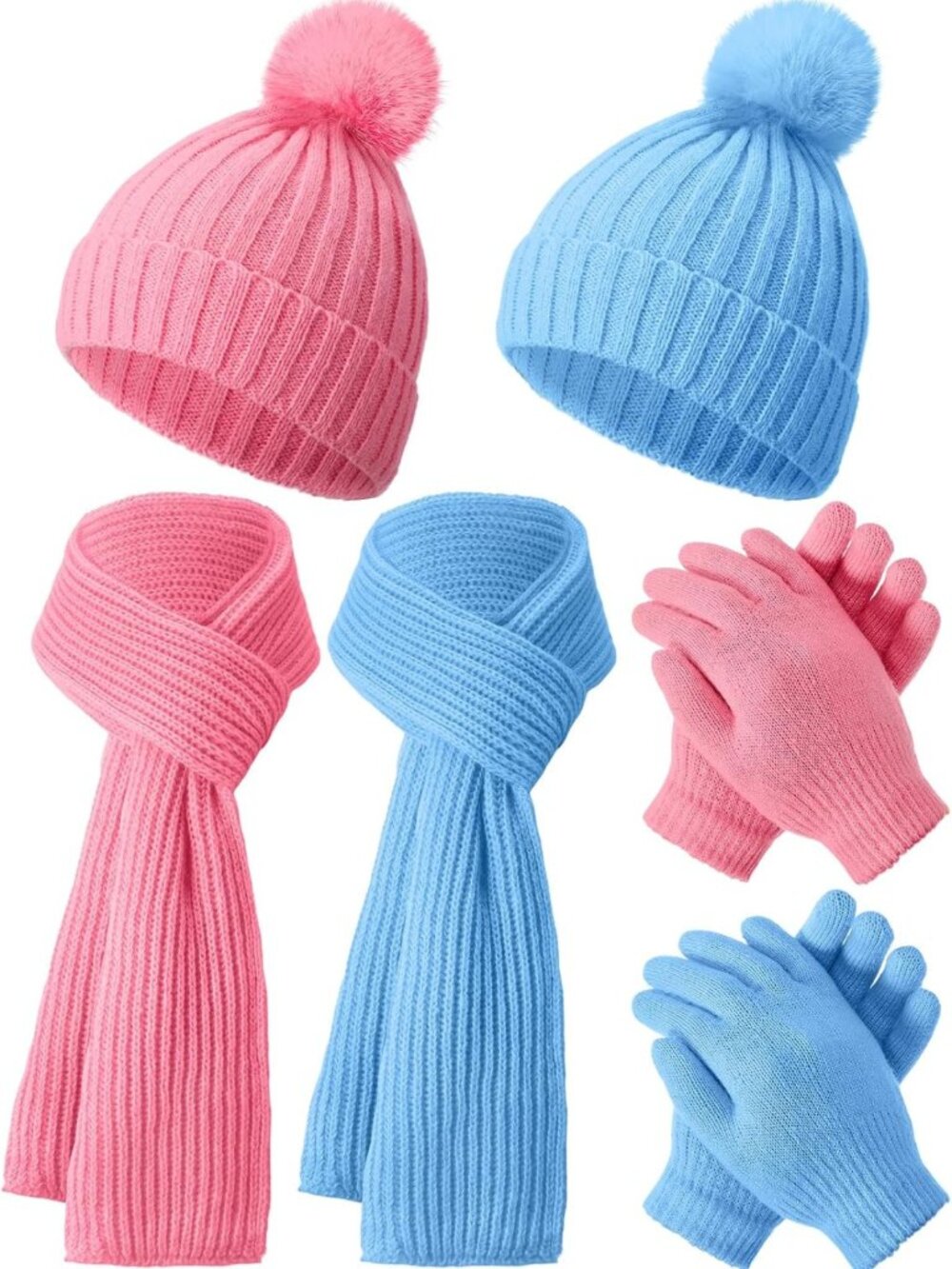 Cozy Kids Winter Hat, Gloves & Scarf Set - Perfect for Boys & Girls, 2 Sets